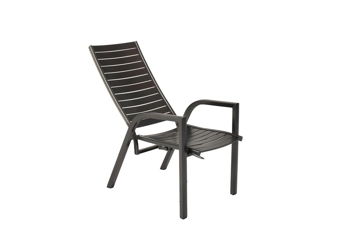 Gartentischgruppe Siros 5-tlg. Graphitfarben - Graphitfarben, KONVENTIONELL, Textil/Metall - Gardenson