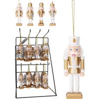 Decorațiune de agățat cca. 3,5x10 cm Nutcracker - alb/auriu, Basics, plastic/lemn (3,5/10cm)