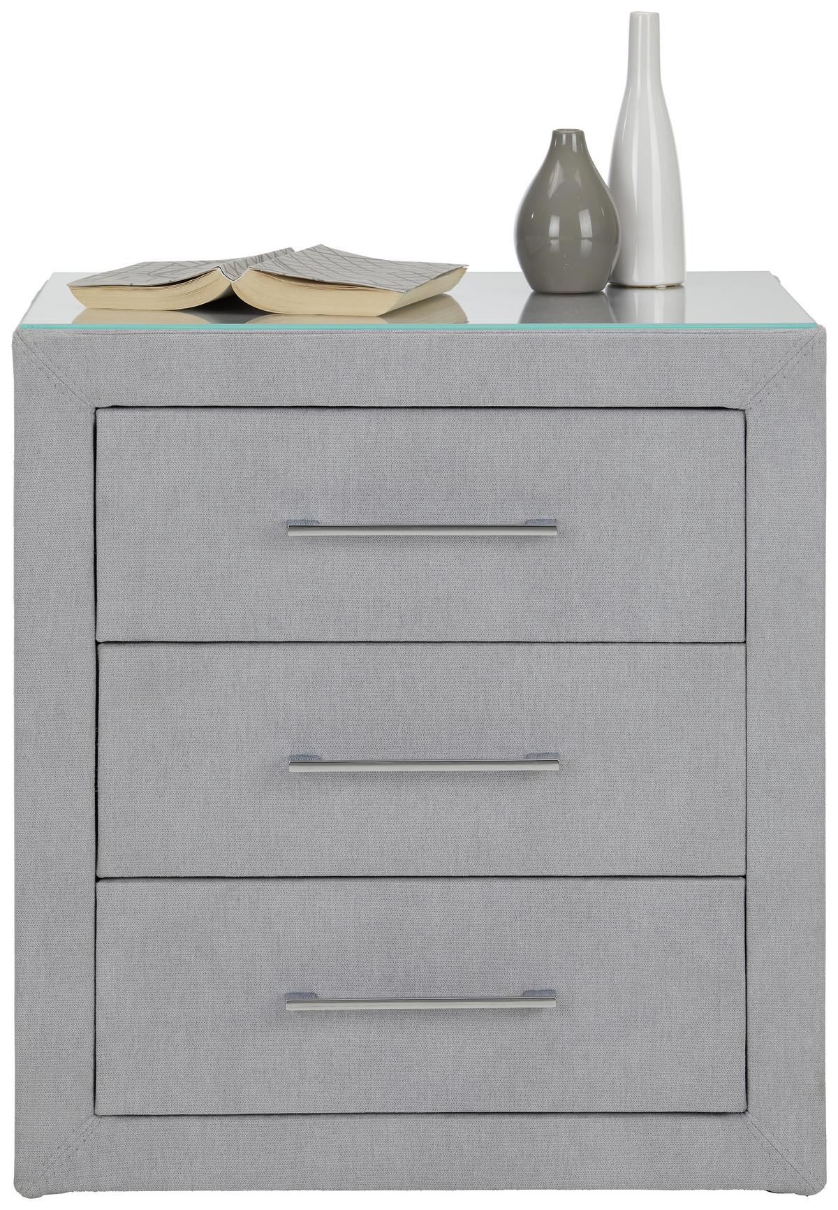 meuble de chevet in Grau - gris, Konventionell, textile/métal (55/60/40cm) - Premium Living