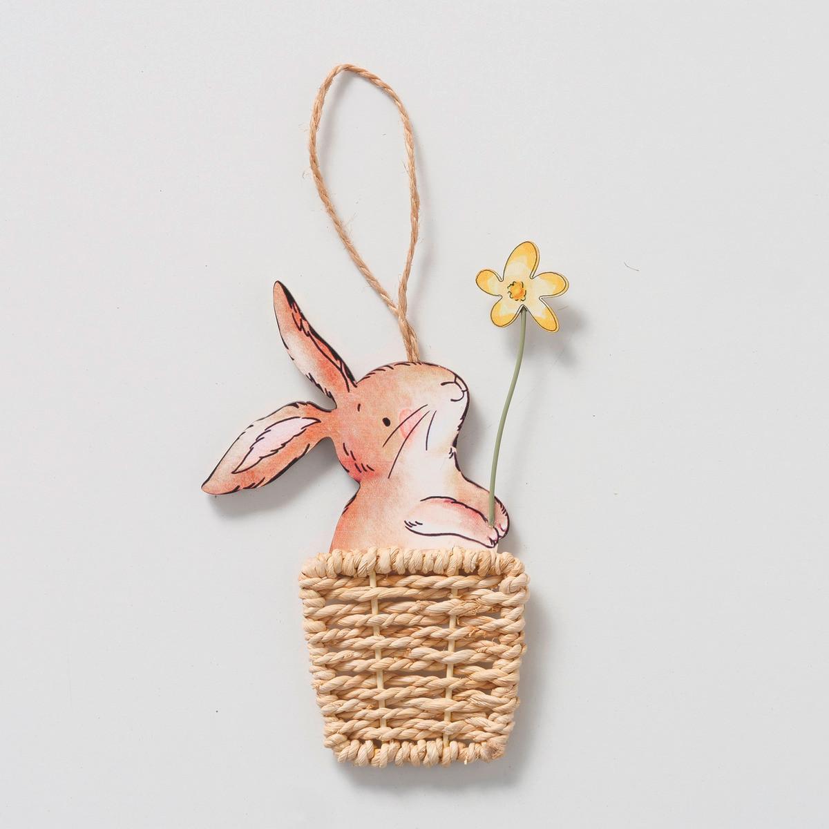 Dekohänger Hase Naturfarben/Beige - Beige/Naturfarben, KONVENTIONELL, Holzwerkstoff/Textil (1/11/14cm) - Mömax