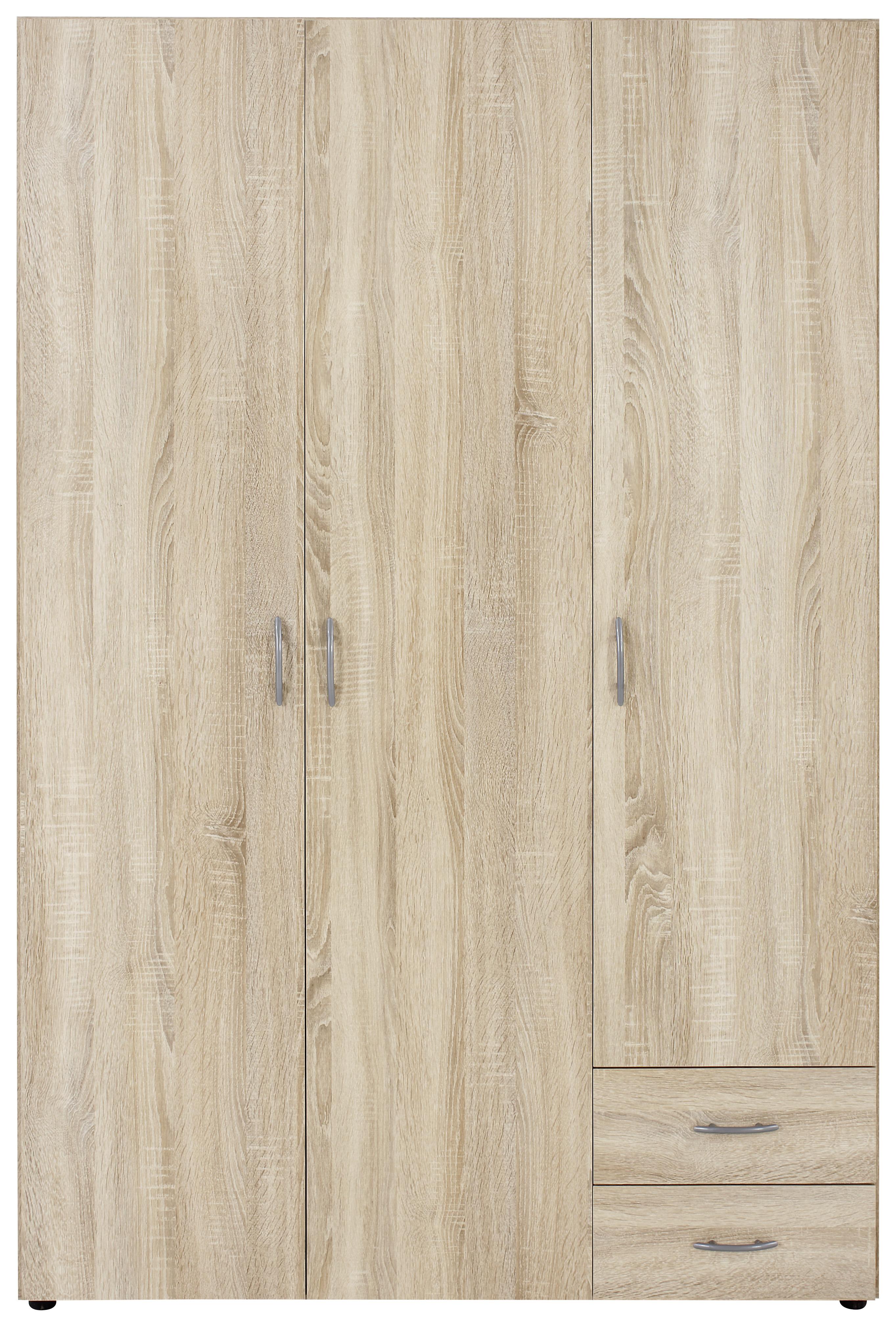 Omara Za Oblačila Base - hrast/srebrna, umetna masa/leseni material (120/177/52cm) - Modern Living