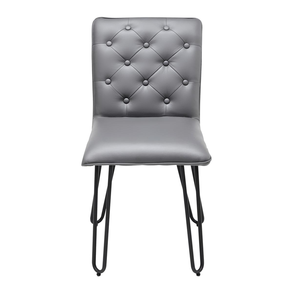 Stuhl Ivie Grau Lederlook Gepolstert - Schwarz/Grau, MODERN, Holz/Textil (43/86/62cm) - Bessagi Home