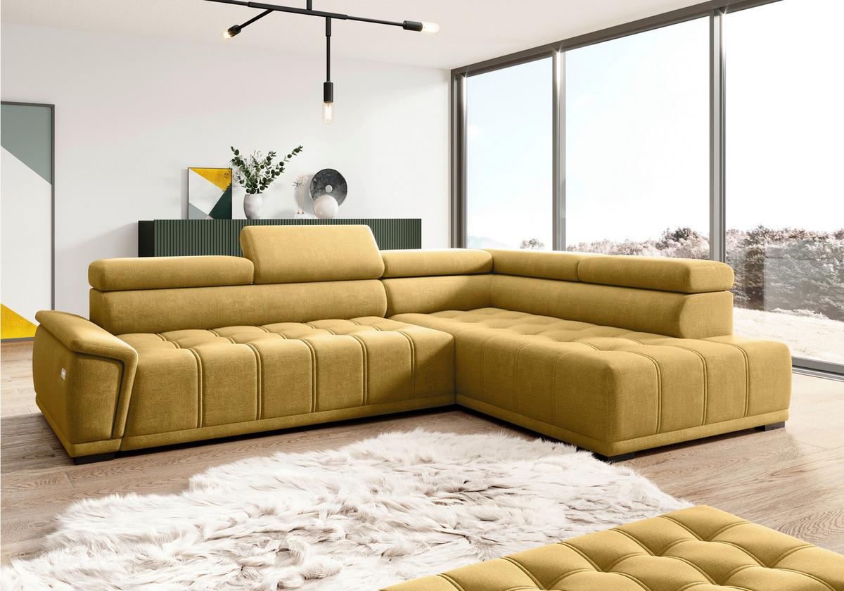 Kutna Garnitura Gremio - boje senfa/crna, Moderno, tekstil/plastika (283/106cm) - Modern Living