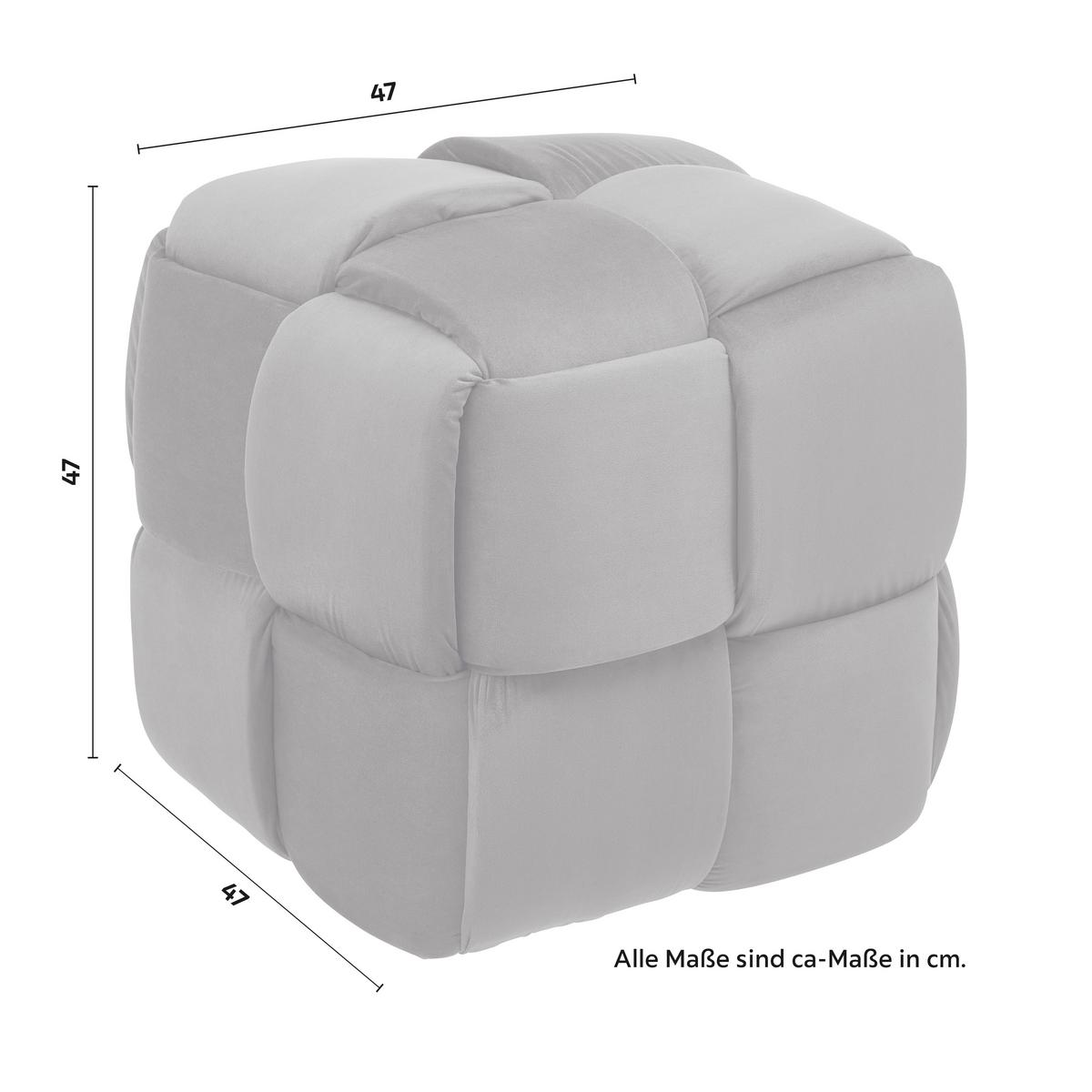 Hocker Ella Blau Samt - Blau/Schwarz, MODERN, Holz/Kunststoff (47/47/47cm) - Bessagi Home