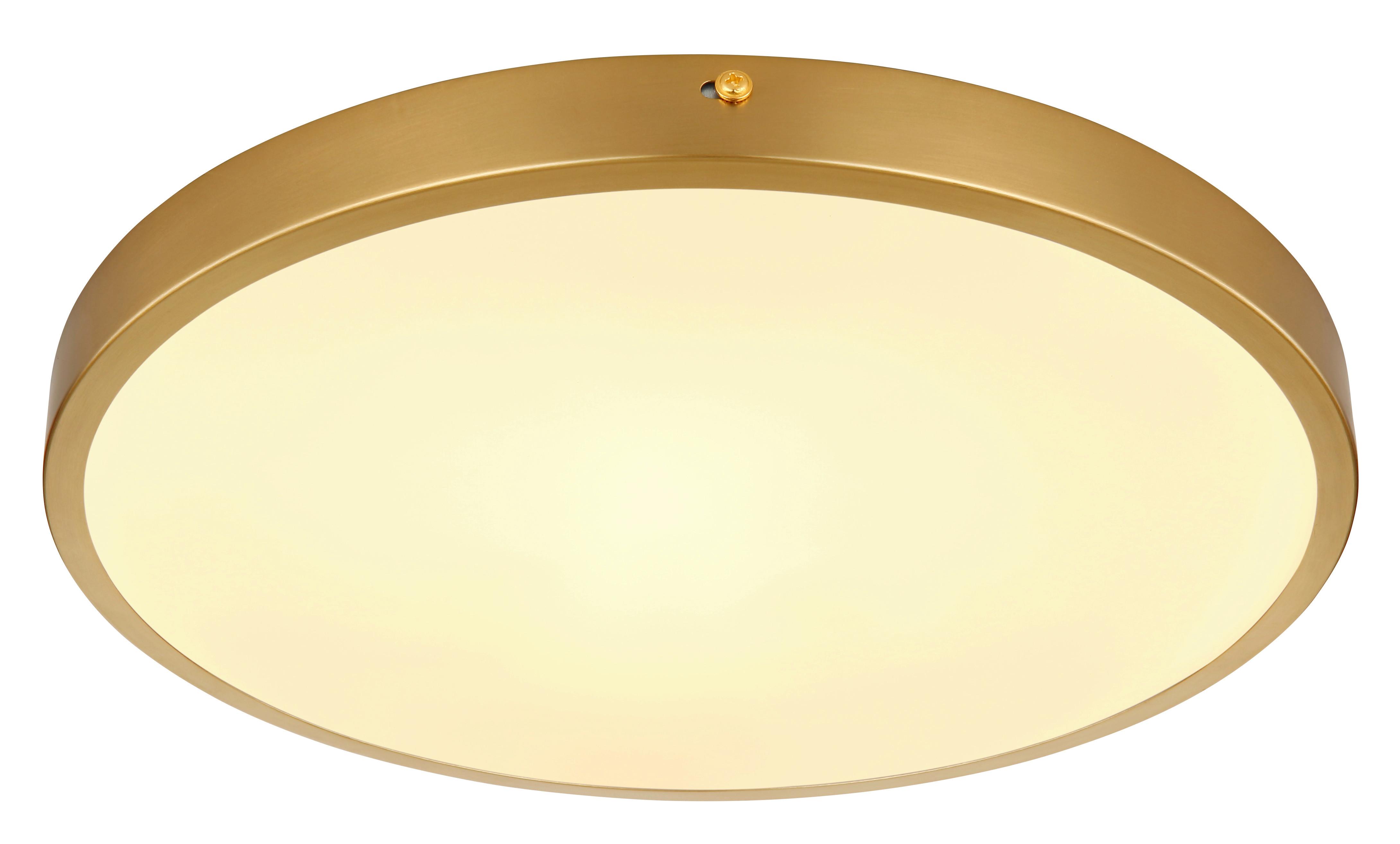LED-Deckenleuchte Tibey Opal/Messingfarben max. 22Watt - Messingfarben/Opal, KONVENTIONELL, Kunststoff/Metall (35/35/3cm) - Globo