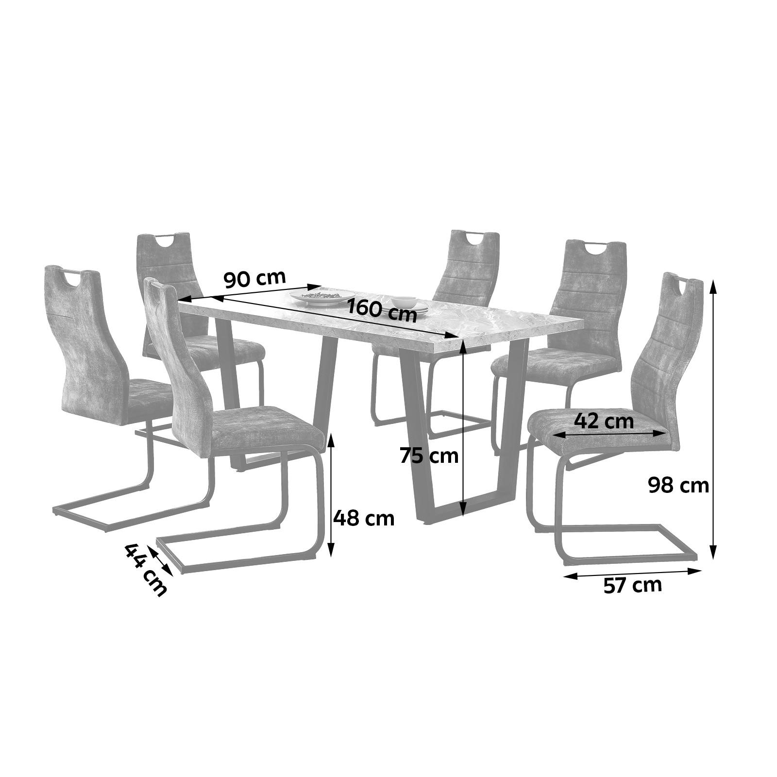 Jedilna Garnitura Melbourne - siva/črna, Moderno, kovina/tekstil (160/75/90cm) - Mömax