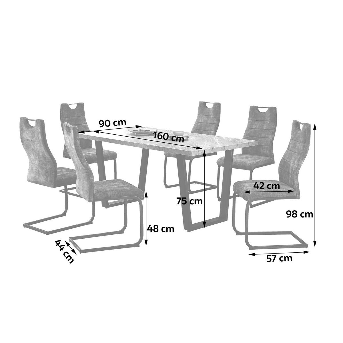 Jedilna Garnitura Melbourne - siva/črna, Moderno, kovina/tekstil (160/75/90cm) - Mömax