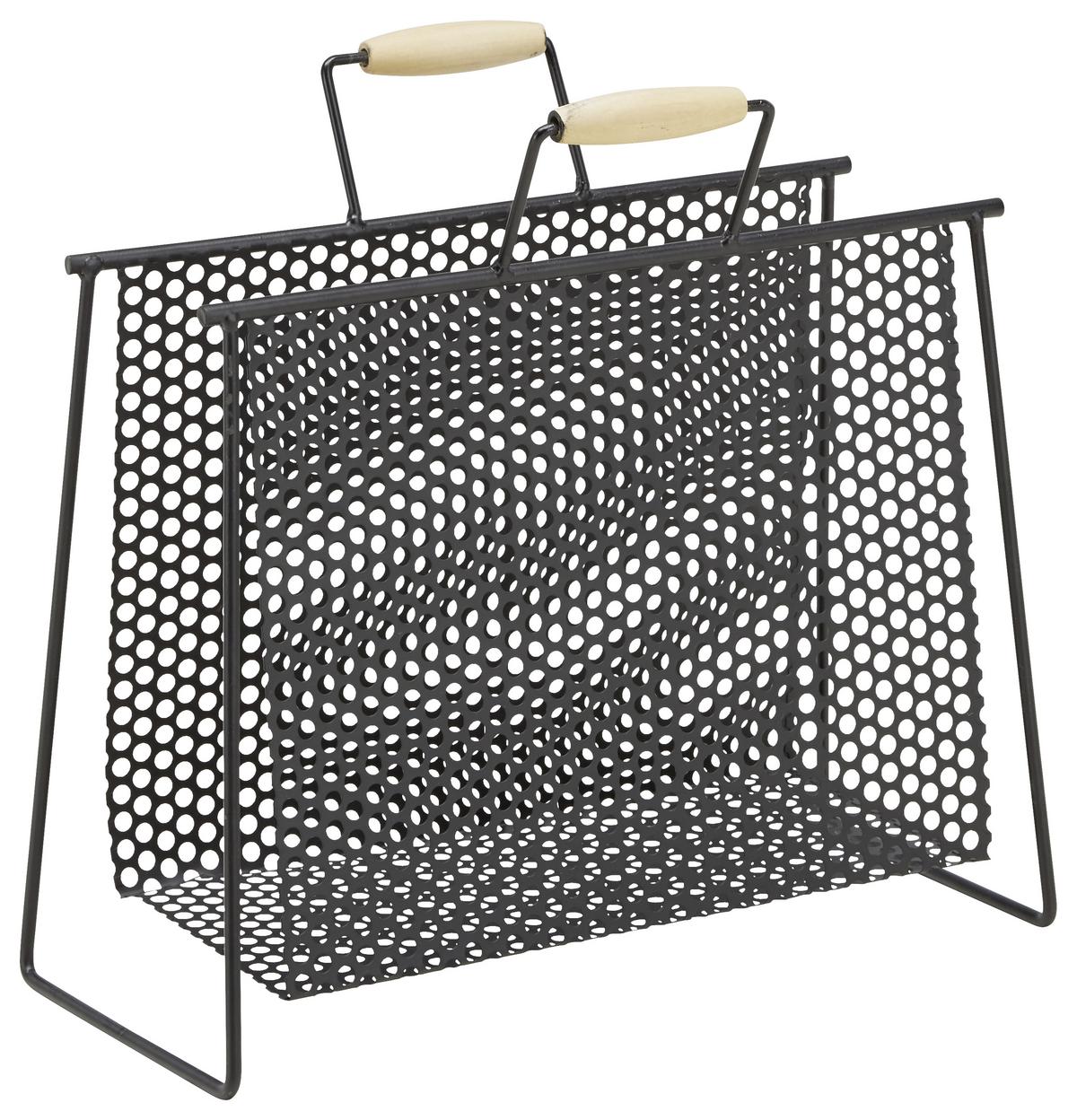 Újságtartó Fekete Rácsos Ria - natúr/fekete, Modern, fa/fém (16,5/35/37cm) - Mömax