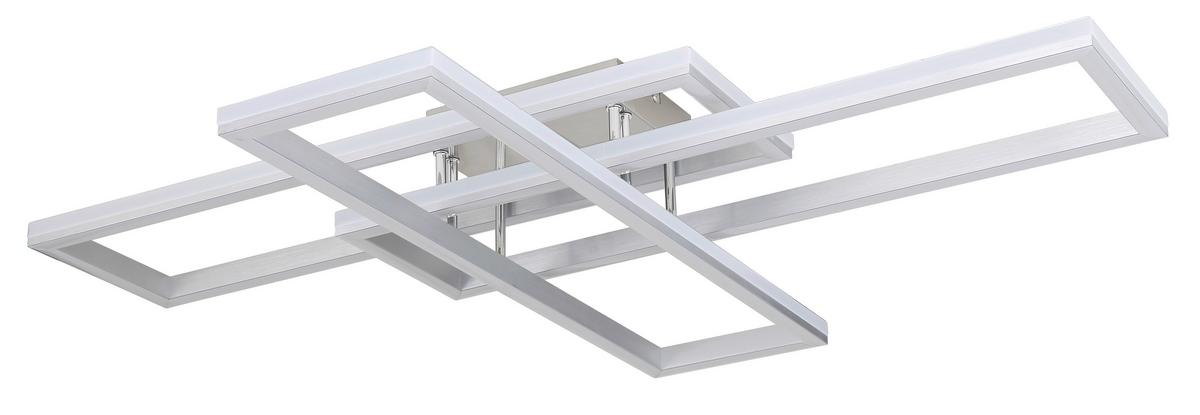 LED-Deckenleuchte Salmos Opal/Silberfarben max. 50 Watt - Silberfarben/Opal, Design, Kunststoff/Metall (100/69,5/13,5cm) - Globo