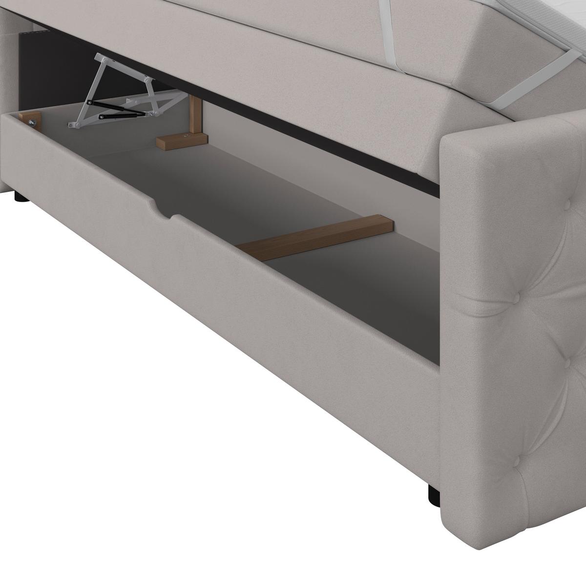 Boxspring Krevet Elio - srebrne boje/bež, Romantično / ladanjski, tekstil/plastika (140/200cm) - Modern Living