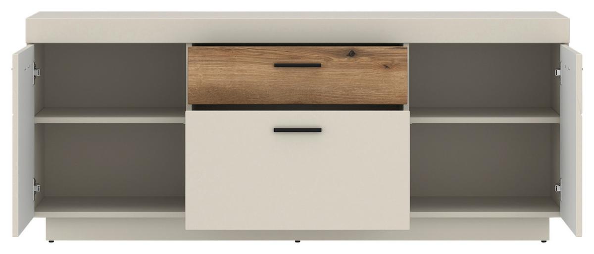 Comodă TV LIGHTNING - cașmir/culoare lemn stejar, Modern, material pe bază de lemn (150/62,8/41,6cm) - Modern Living