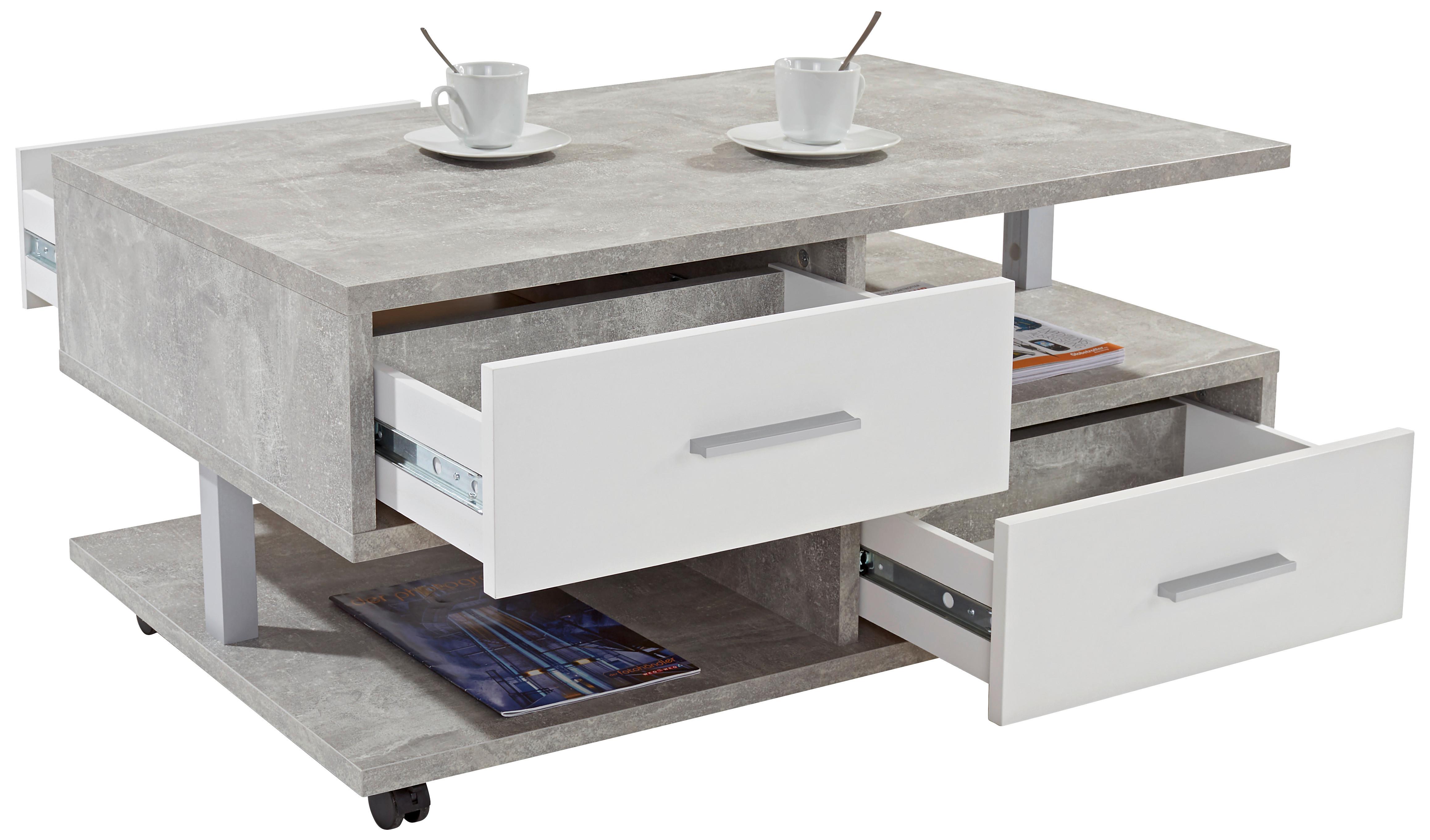 Măsuță de cafea QUATTRO - alb/gri, Konventionell, material pe bază de lemn (105/45/60cm) - Modern Living