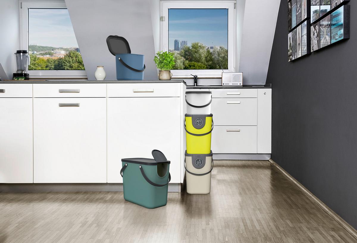 SORTOWNIK ODPADÓW 1034405092 - ciemnozielony, Basics, tworzywo sztuczne (40/35,5/34cm) - Rotho