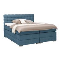 Boxspringbett London Blau ca. 160x200cm - Blau/Chromfarben, MODERN, Holz/Holzwerkstoff (160/200cm) - Premium Living