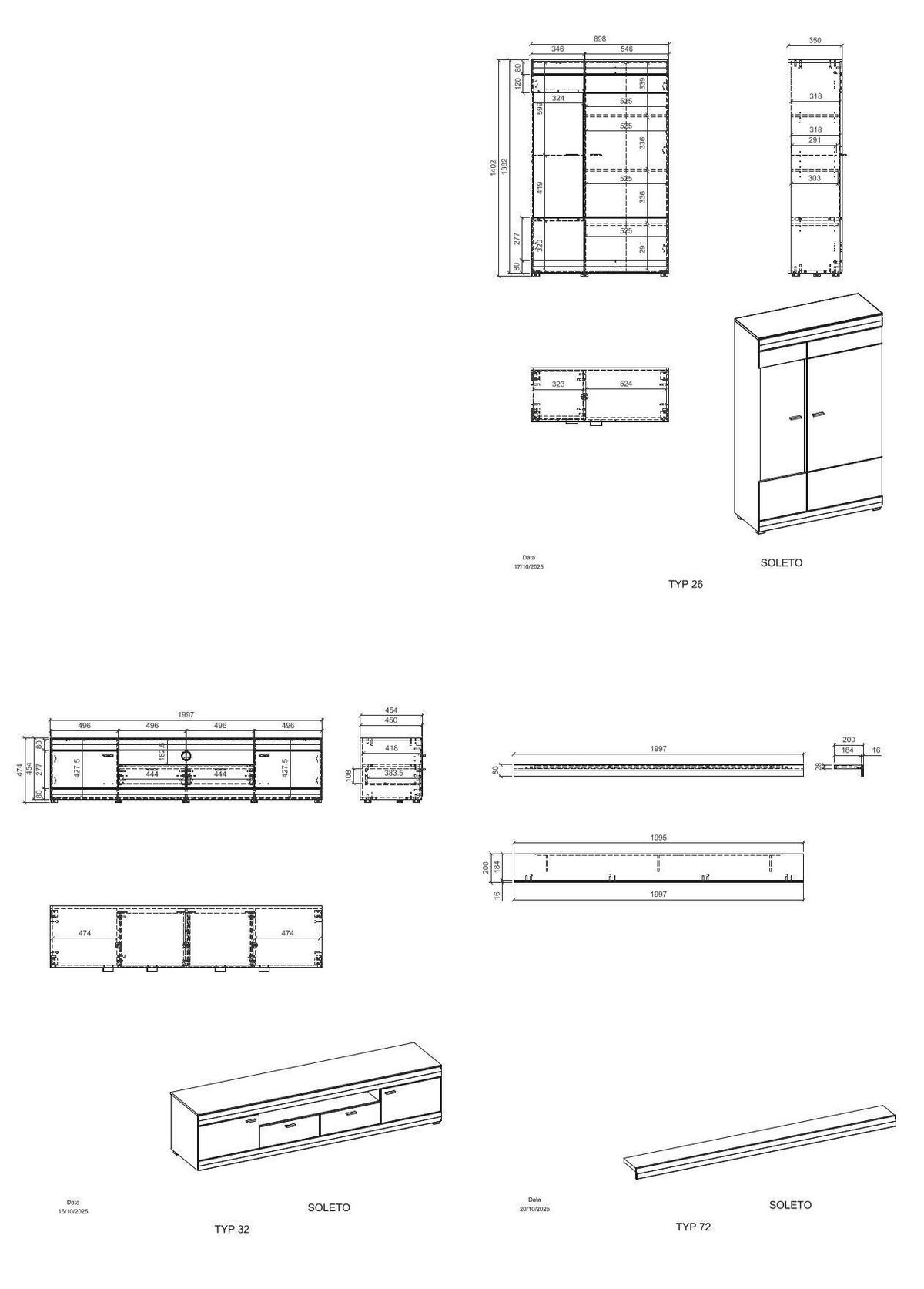 WOHNWAND SOLETO - Eichefarben/Graphitfarben, Design, Glas/Holzwerkstoff (300/170/45cm) - MID.YOU