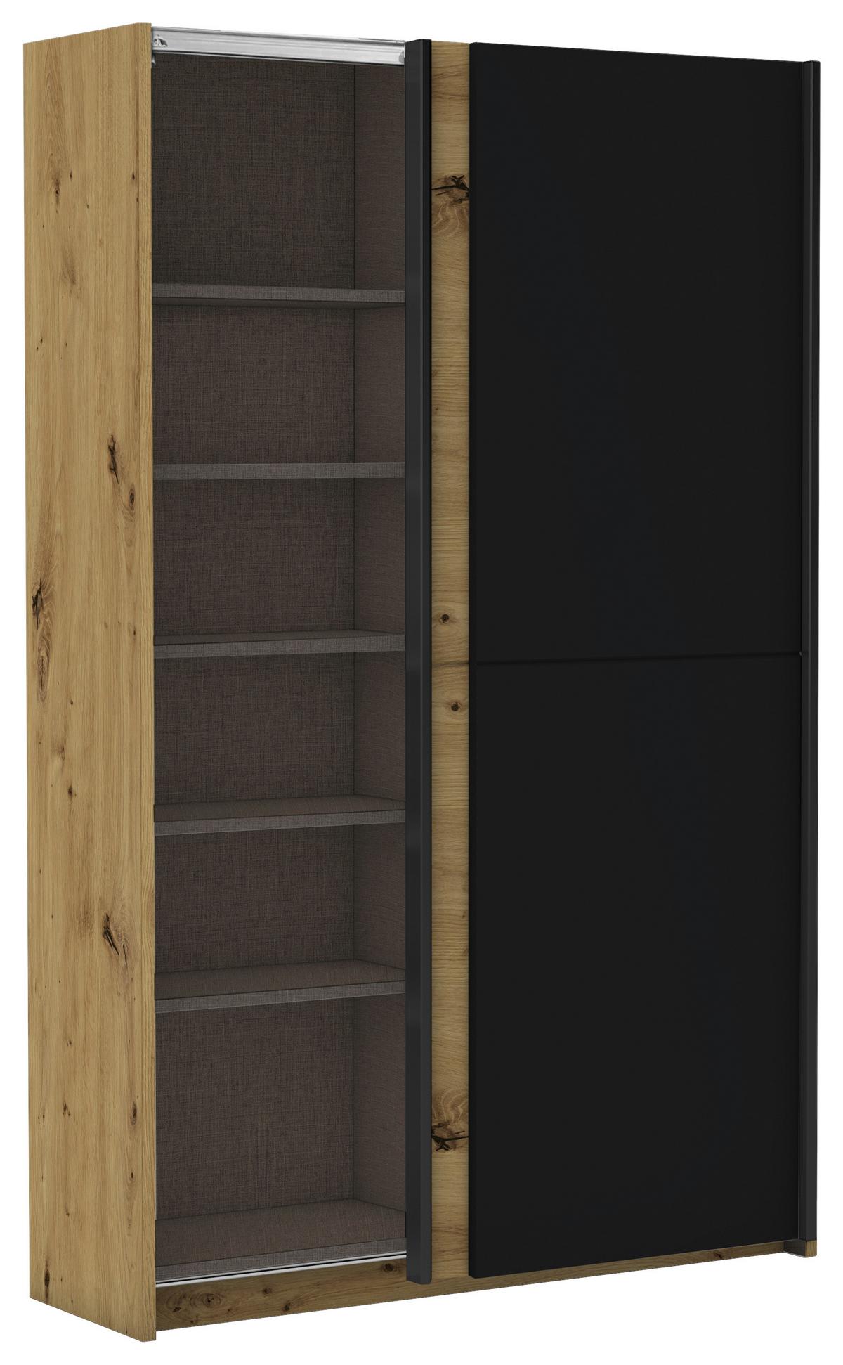 Omara Z Drsnimi Vrati Starter, Barva Hrasta, Črna - črna/barve hrasta, Basics, kovina/leseni material (125/195,5/38cm) - P & B