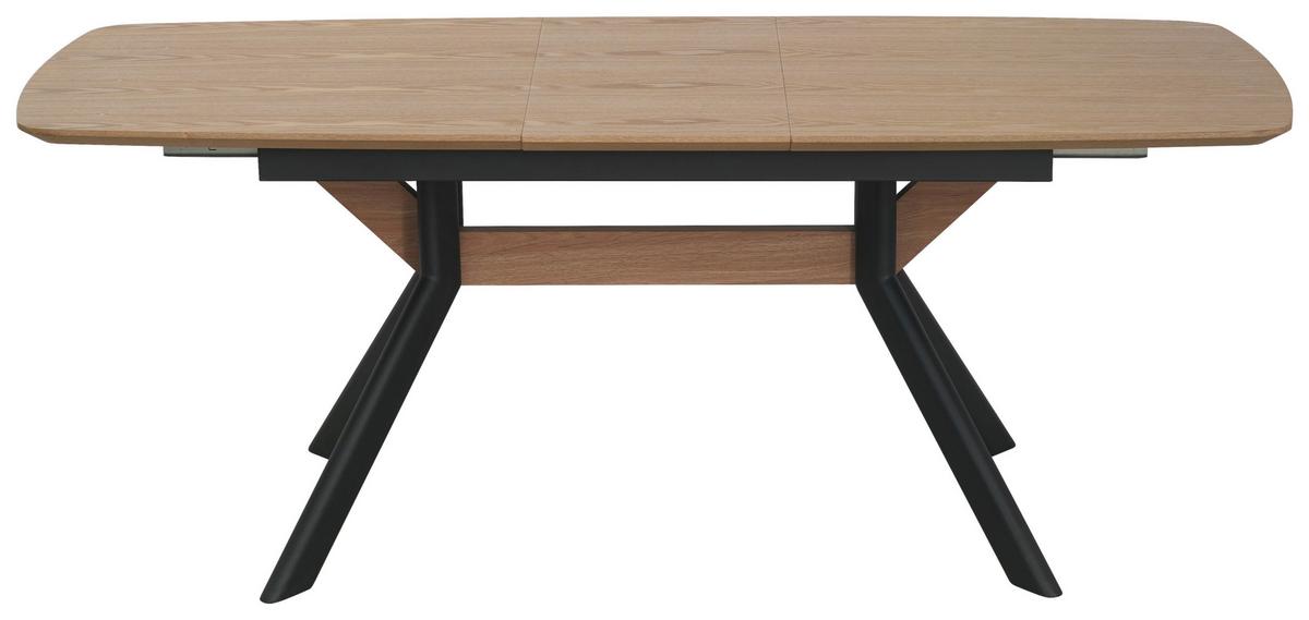 Raztegljiva Miza Riga, Naravna Barva, Črna, 160-200x95 - črna/naravne barve, Moderno, kovina/leseni material (160-200/95/76cm) - Livetastic