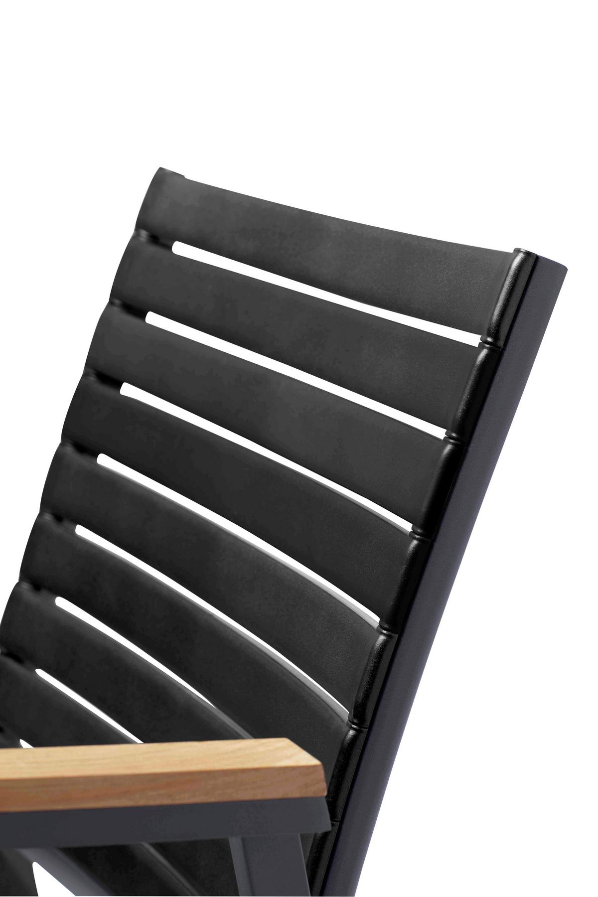 Gartensessel Mood Extreme Anthrazit/Teakholz stapelbar - Anthrazit/Schwarz, KONVENTIONELL, Holz/Kunststoff (56,5/84/62cm) - Gardenson