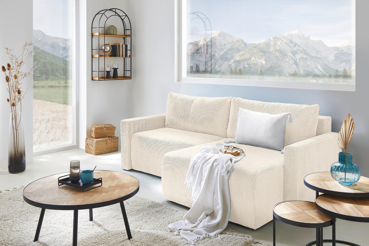 Ecksofa Dios Beige - Beige/Schwarz, MODERN, Holz/Kunststoff (228/91/146cm) - Based