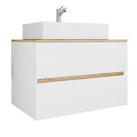 Badezimmer Cosila - Honigeiche/Weiss, Trend, Keramik/Holzwerkstoff (80/64/51cm) - MID.YOU