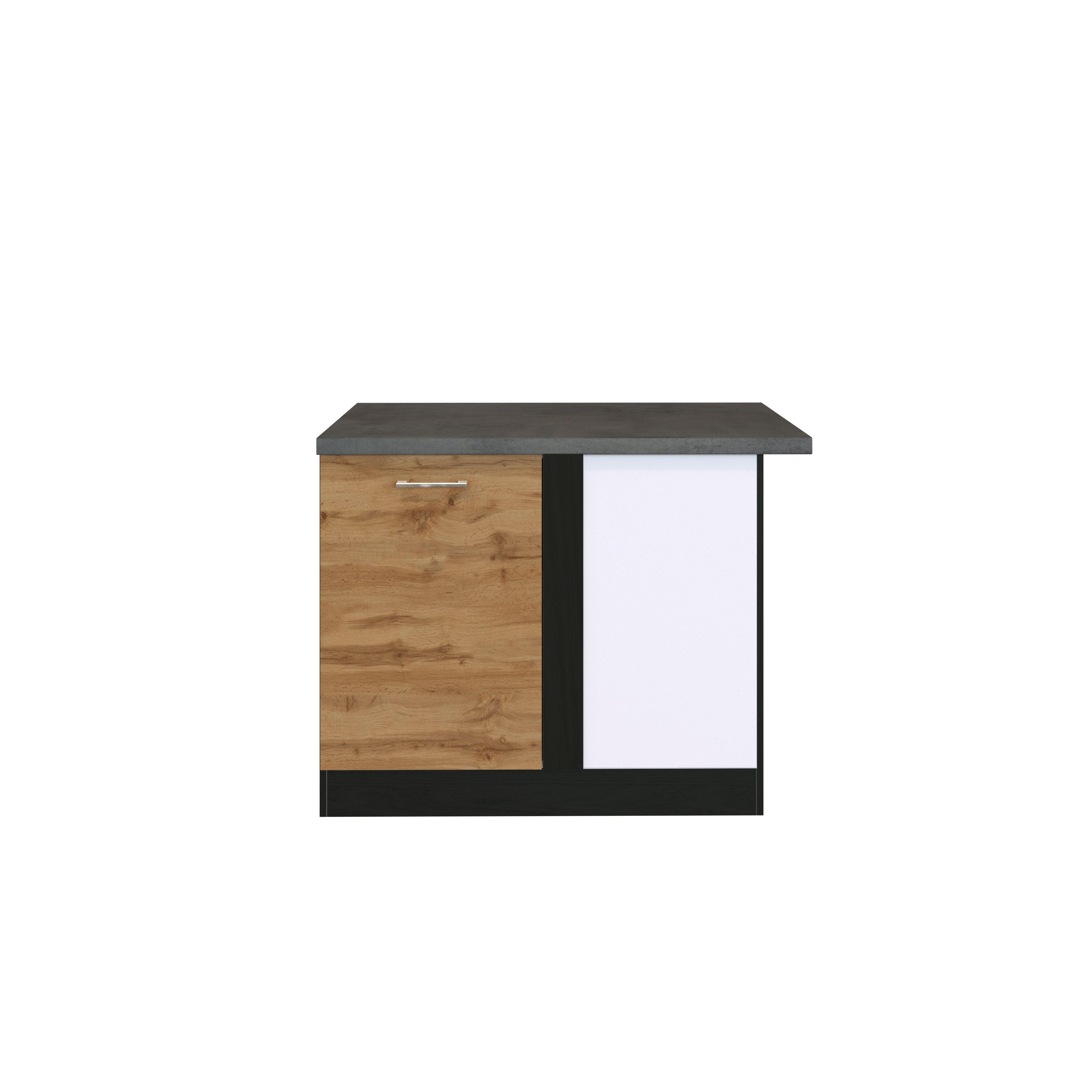 Held Eckunterschrank ca. 110 cm Eiche/Anthrazit - Chromfarben/Eichefarben, MODERN, Holzwerkstoff/Metall (110/85/60cm) - Held