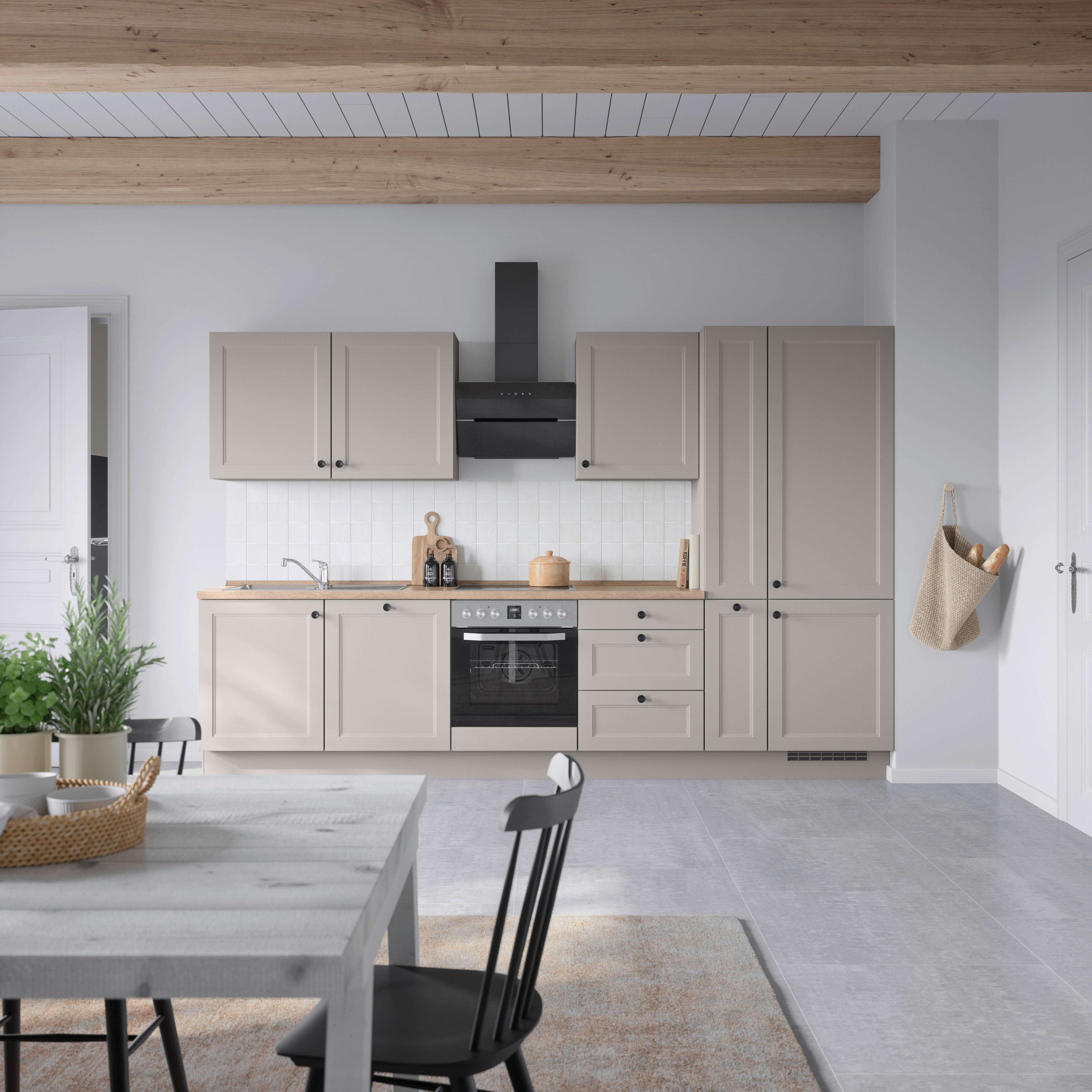 Küchenblock Cascada High m. Geräten Grau - Eiche dunkel/Schwarz, MODERN, Holzwerkstoff/Metall (330cm) - Nobilia