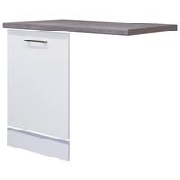 Küchenunterschrank Weiß - Edelstahlfarben/Weiß, MODERN, Holzwerkstoff/Metall (110/60cm) - FlexWell