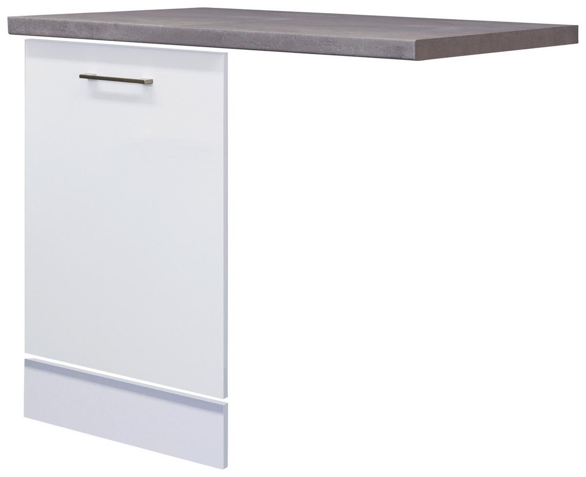 Küchenunterschrank Weiß - Edelstahlfarben/Weiß, MODERN, Holzwerkstoff/Metall (110/60cm) - FlexWell