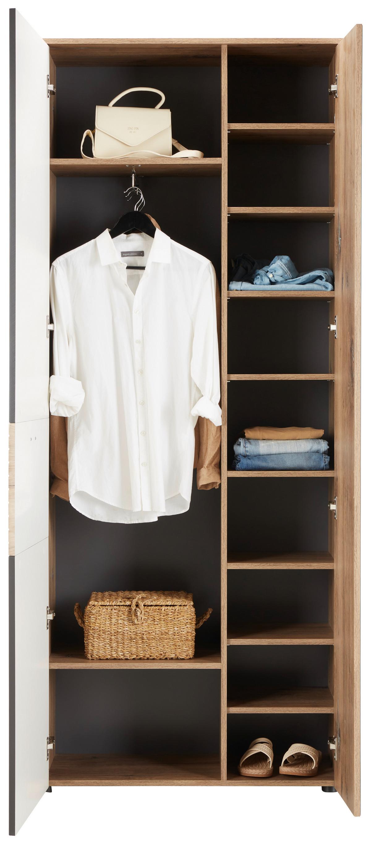 Garderobenschrank in Graphitfarben/Eichefarben - Eichefarben/Graphitfarben, Modern (82/204/38cm) - Premium Living