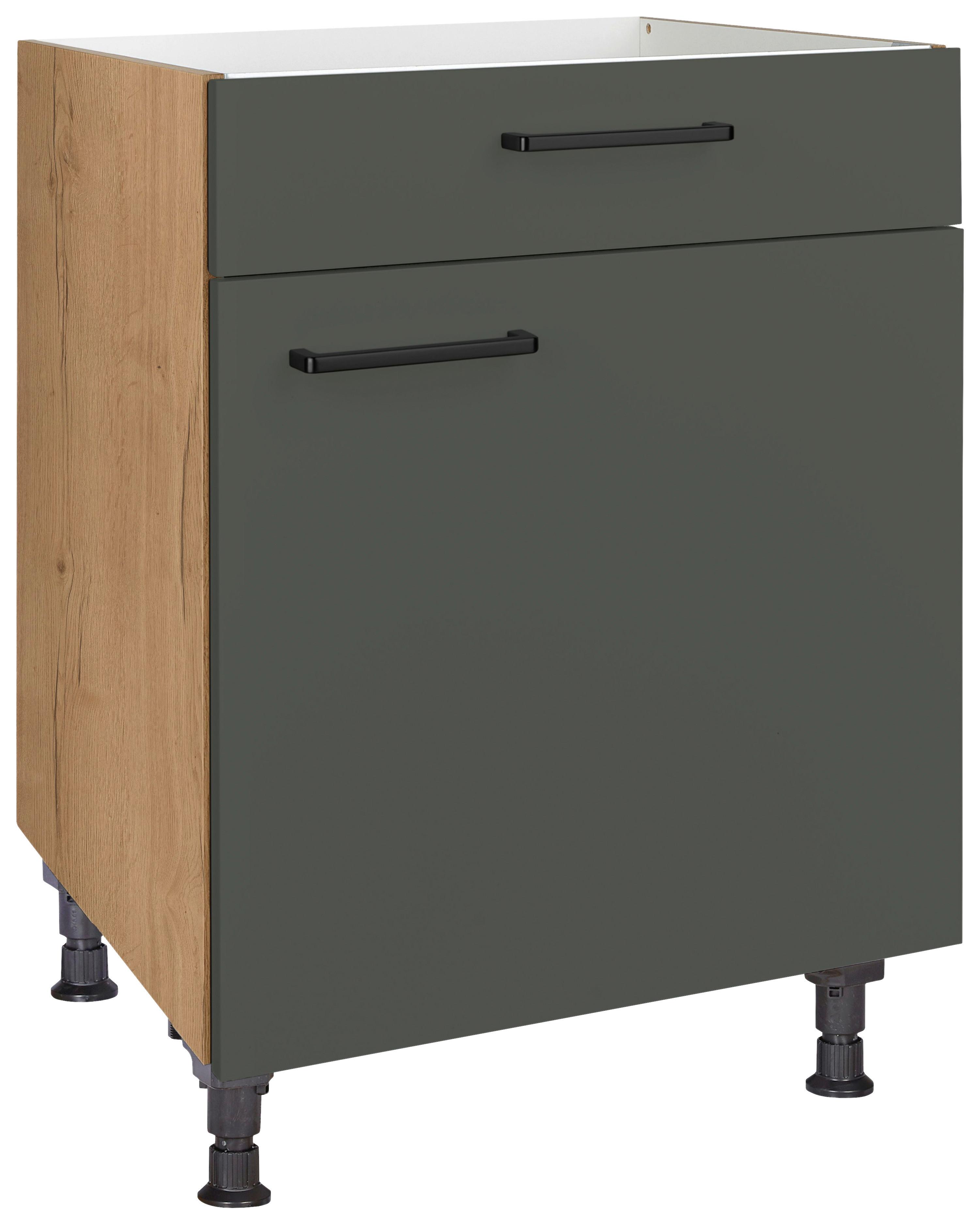 Kochfeldumbauschrank Easytouch Grün - Eichefarben/Schwarz, MODERN, Holzwerkstoff/Metall (60/87/56cm) - Nobilia