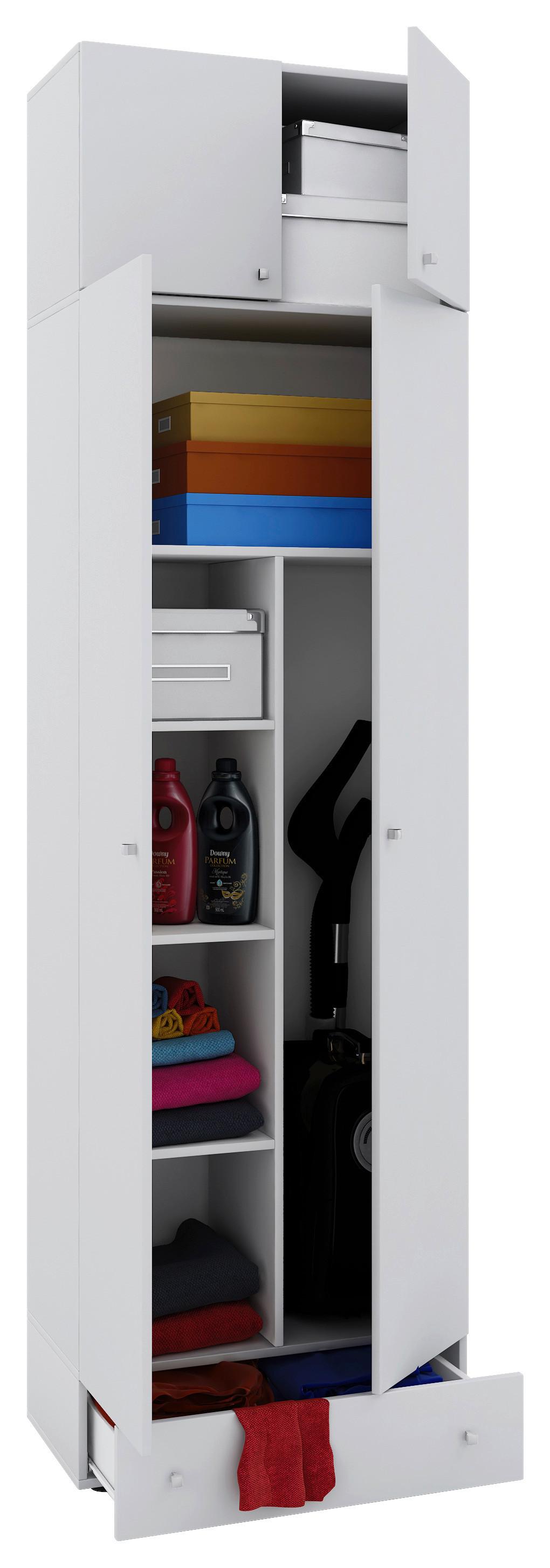 Mehrzweckschrank Vandol II Weiß 6-fach - Silberfarben/Schwarz, MODERN, Holzwerkstoff/Kunststoff (70/238/39cm) - MID.YOU