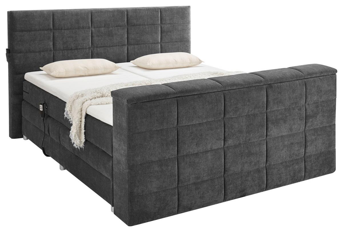 Boxspringbett Denver Anthrazit ca. 180x200 cm mit Topper - Anthrazit, KONVENTIONELL, Textil (180/200cm) - Carryhome