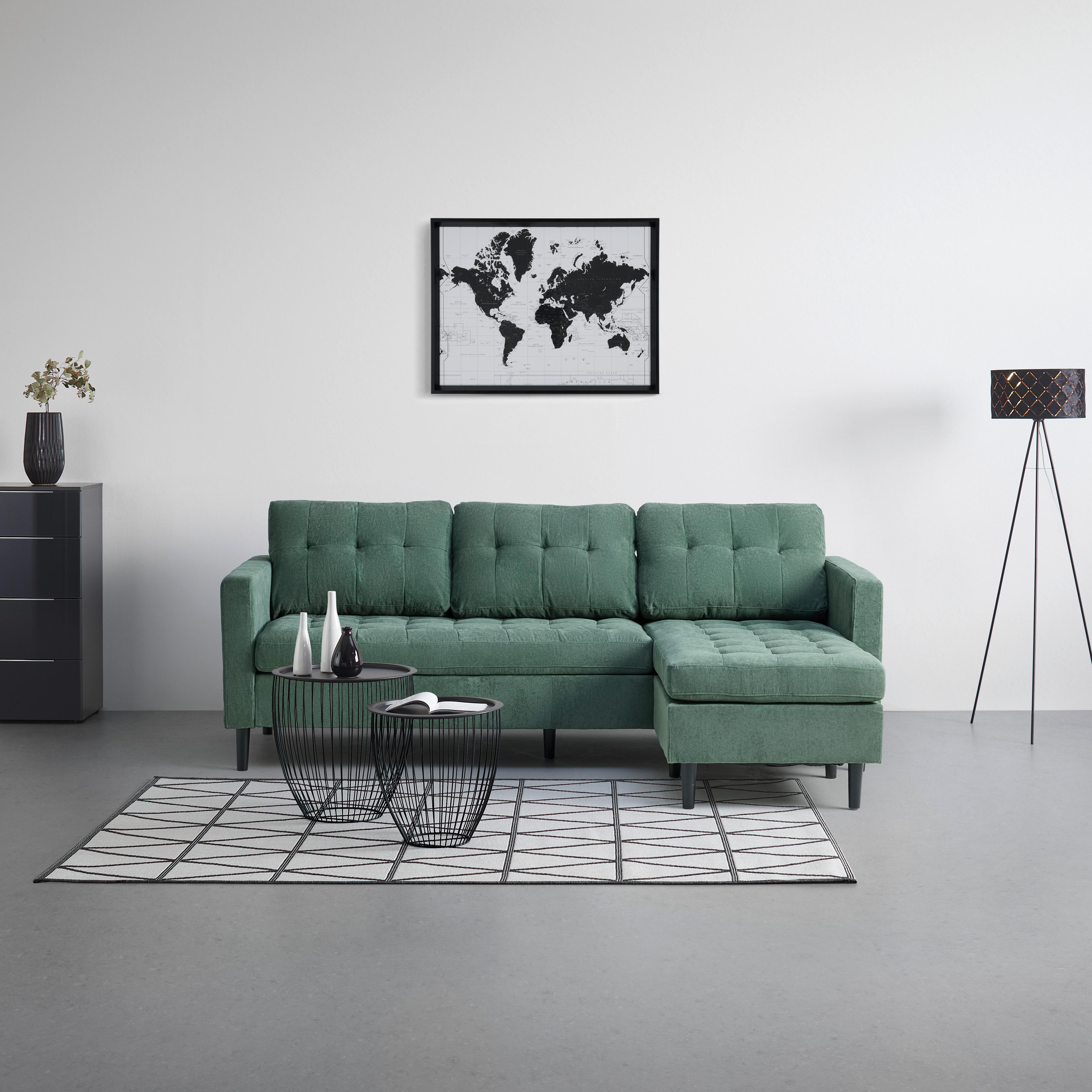 Sjedeća Garnitura Lillehammer - zelena/crna, Modern, tekstil/drvo (217/80/149cm) - Based