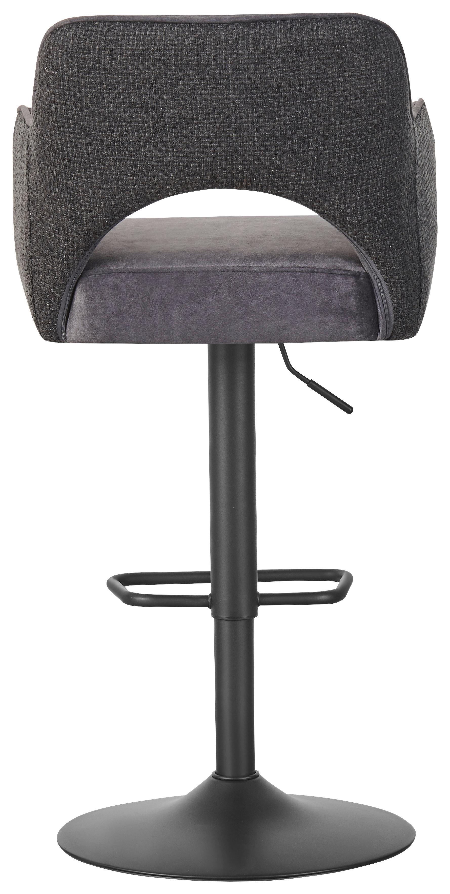 Barhocker Aria Schwarz - Schwarz, LIFESTYLE, Textil/Metall (53/97-118/52cm) - Mömax