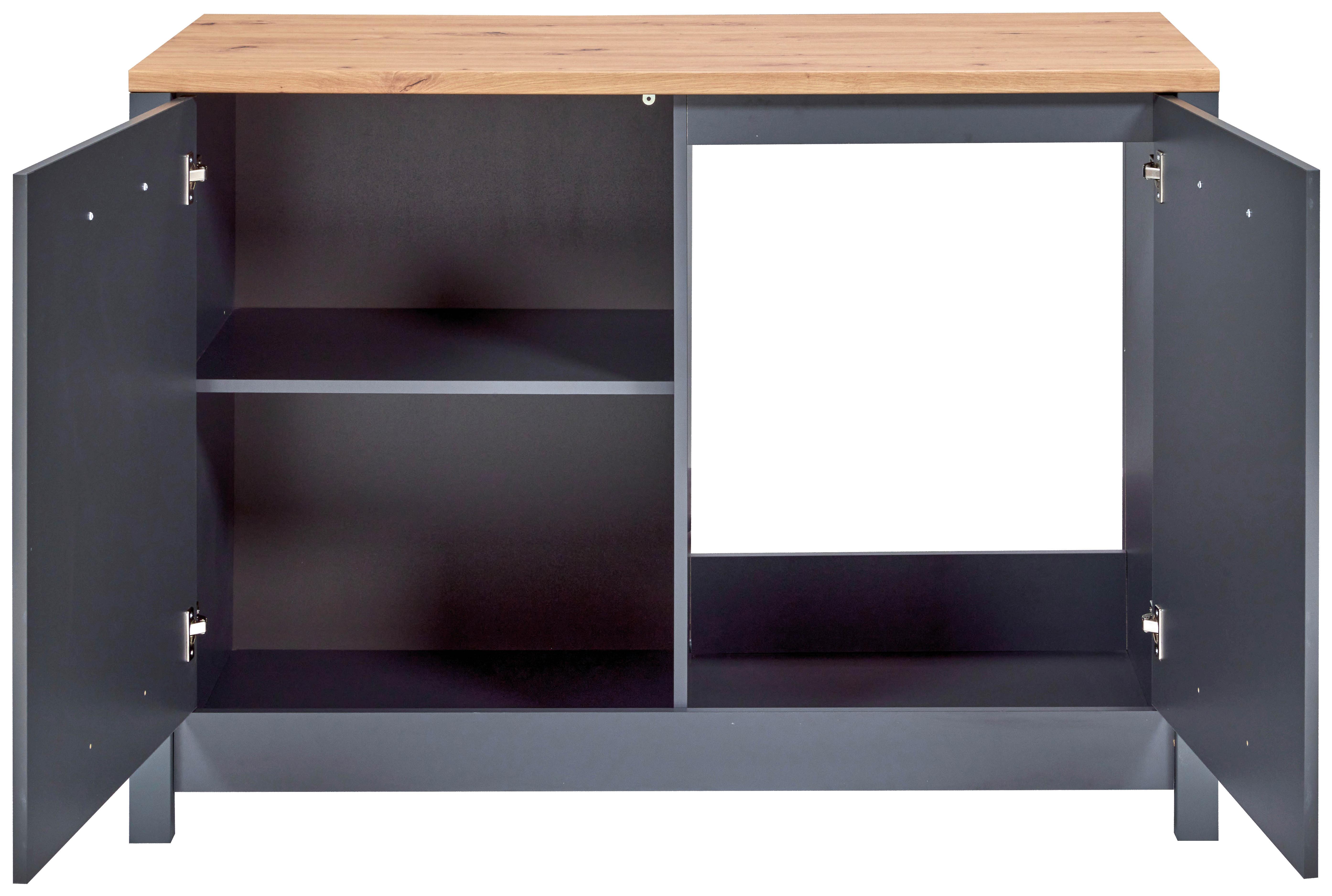 Spülenunterschrank Venet Anthrazit/Artisan Eiche - Anthrazit/Schwarz, MODERN, Holzwerkstoff/Metall (130,3/92/60cm) - Mömax