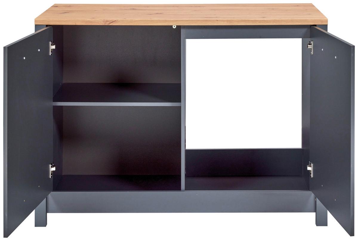 Spülenunterschrank Venet Anthrazit/Artisan Eiche - Anthrazit/Schwarz, MODERN, Holzwerkstoff/Metall (130,3/92/60cm) - Mömax