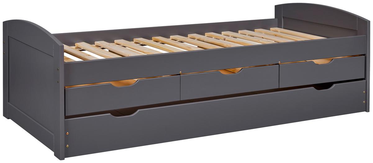 Ausziehbett Lena Grau - Naturfarben/Grau, Basics, Holz/Kunststoff (90/200cm) - MID.YOU