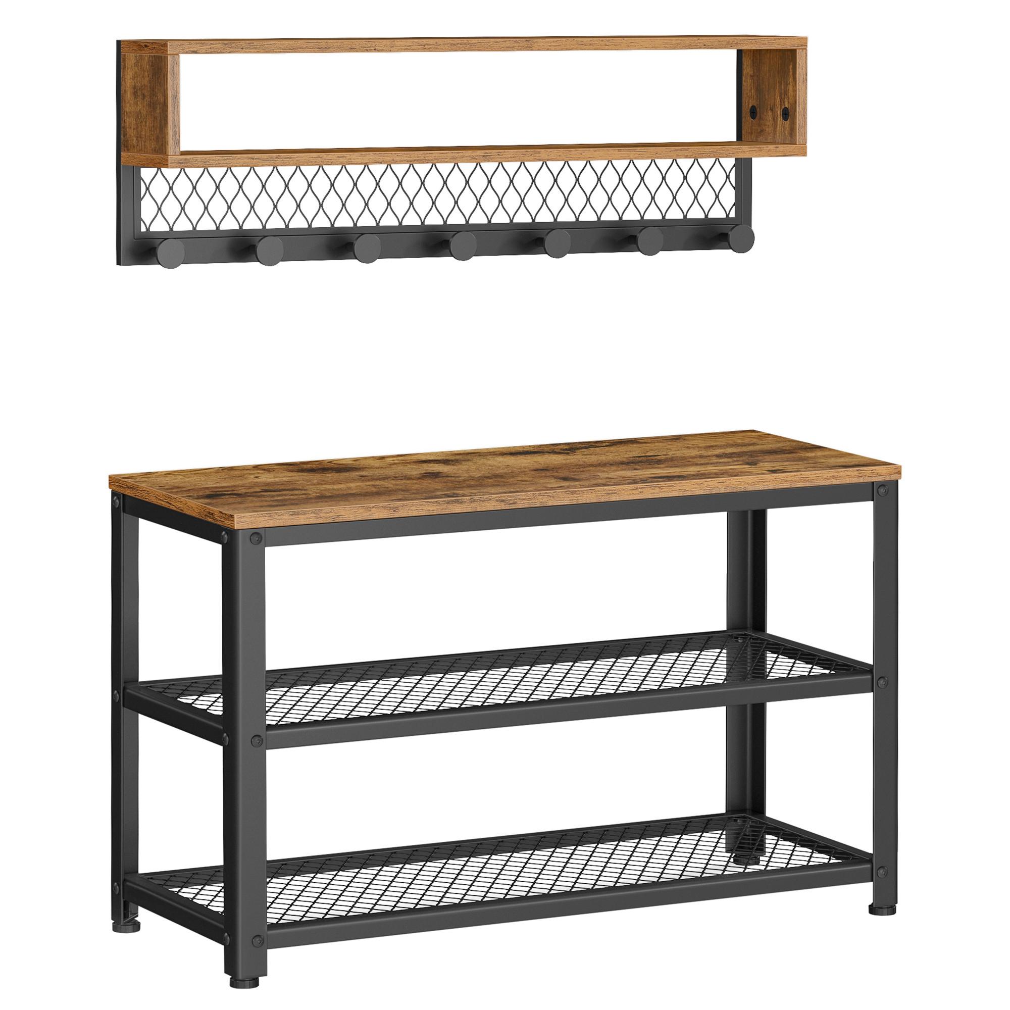 Garderobe in Schwarz, Dunkelbraun 2-teilig - Dunkelbraun/Schwarz, Trend, Holzwerkstoff/Metall (73/45,5/30cm) - MID.YOU