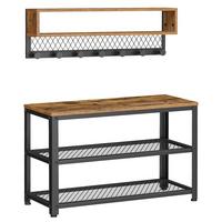 Garderobe in Schwarz, Dunkelbraun 2-teilig - Dunkelbraun/Schwarz, Trend, Holzwerkstoff/Metall (73/45,5/30cm) - MID.YOU