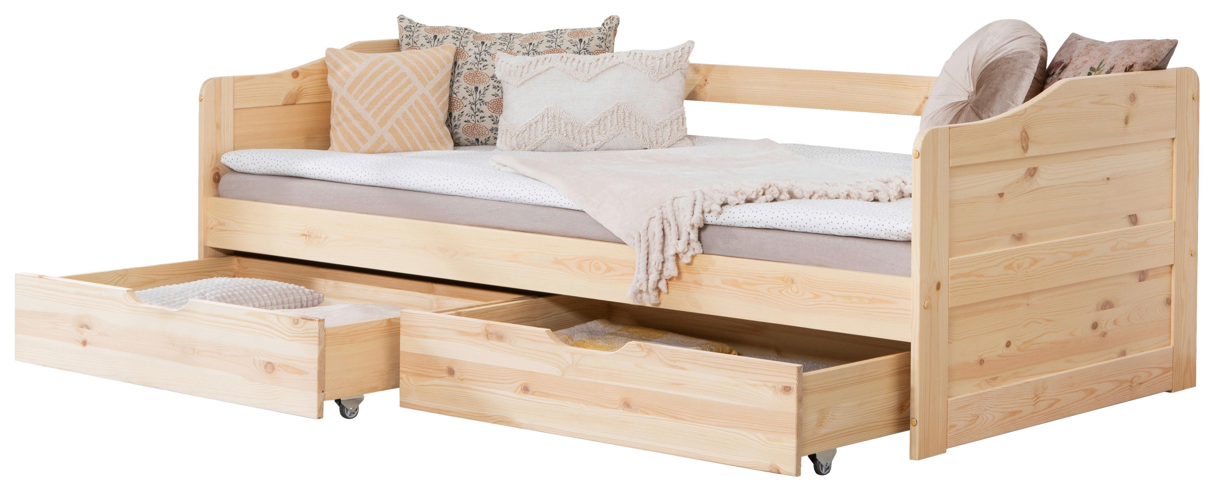 Stauraumbett Holz Nelly ca. 96x204 cm Kiefer - Naturfarben, MODERN, Holz (90/200cm) - MID.YOU