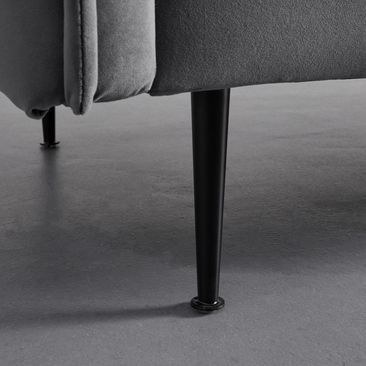 Sofa Yara Dunkelgrau Samt - Schwarz/Grau, MODERN, Holz/Textil (194/77/92cm) - Bessagi Home