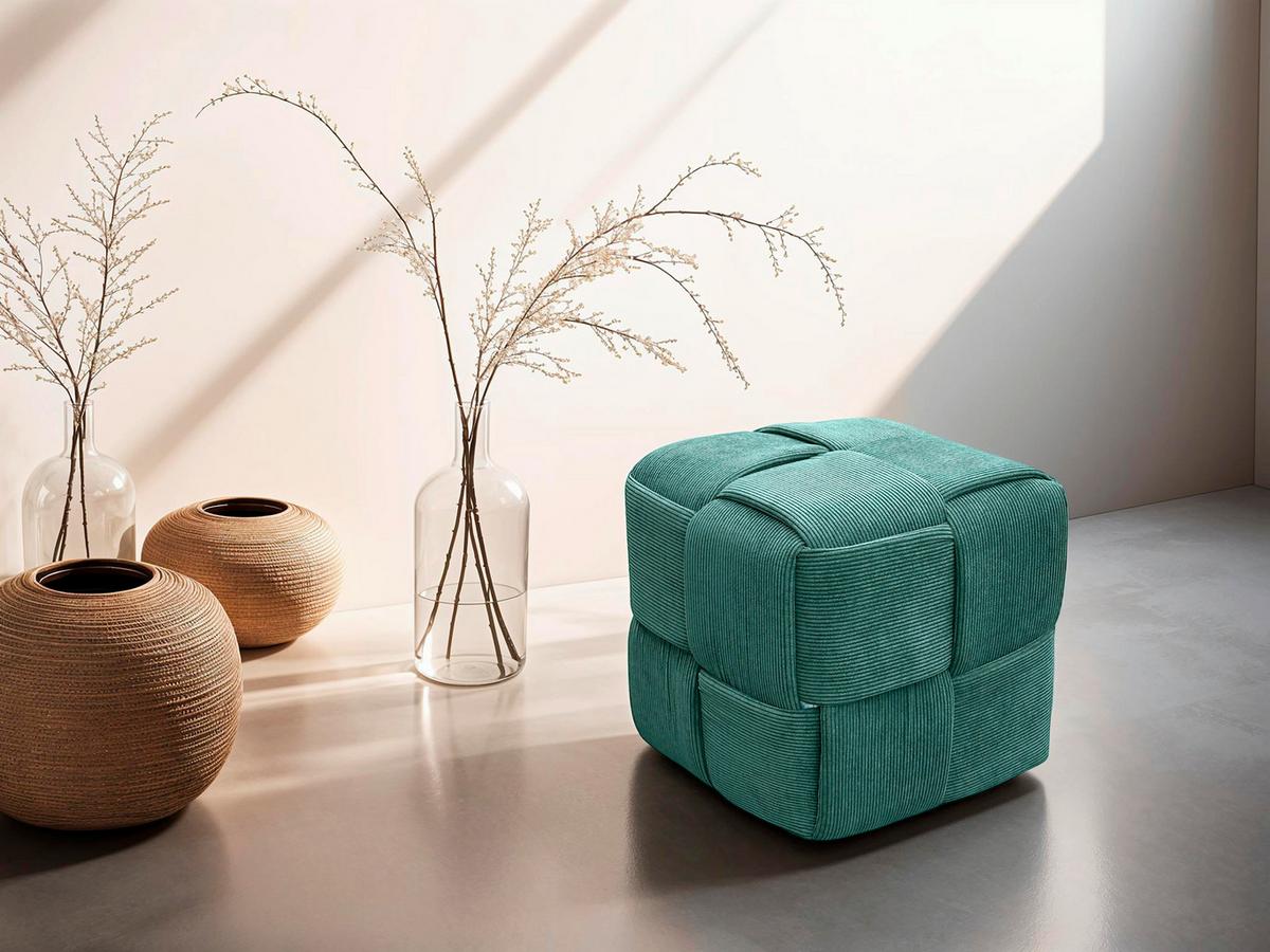 Pouf URBAN Dunkelgrün, Cord - Dunkelgrün, Design, Textil (40/40/40cm) - MID.YOU