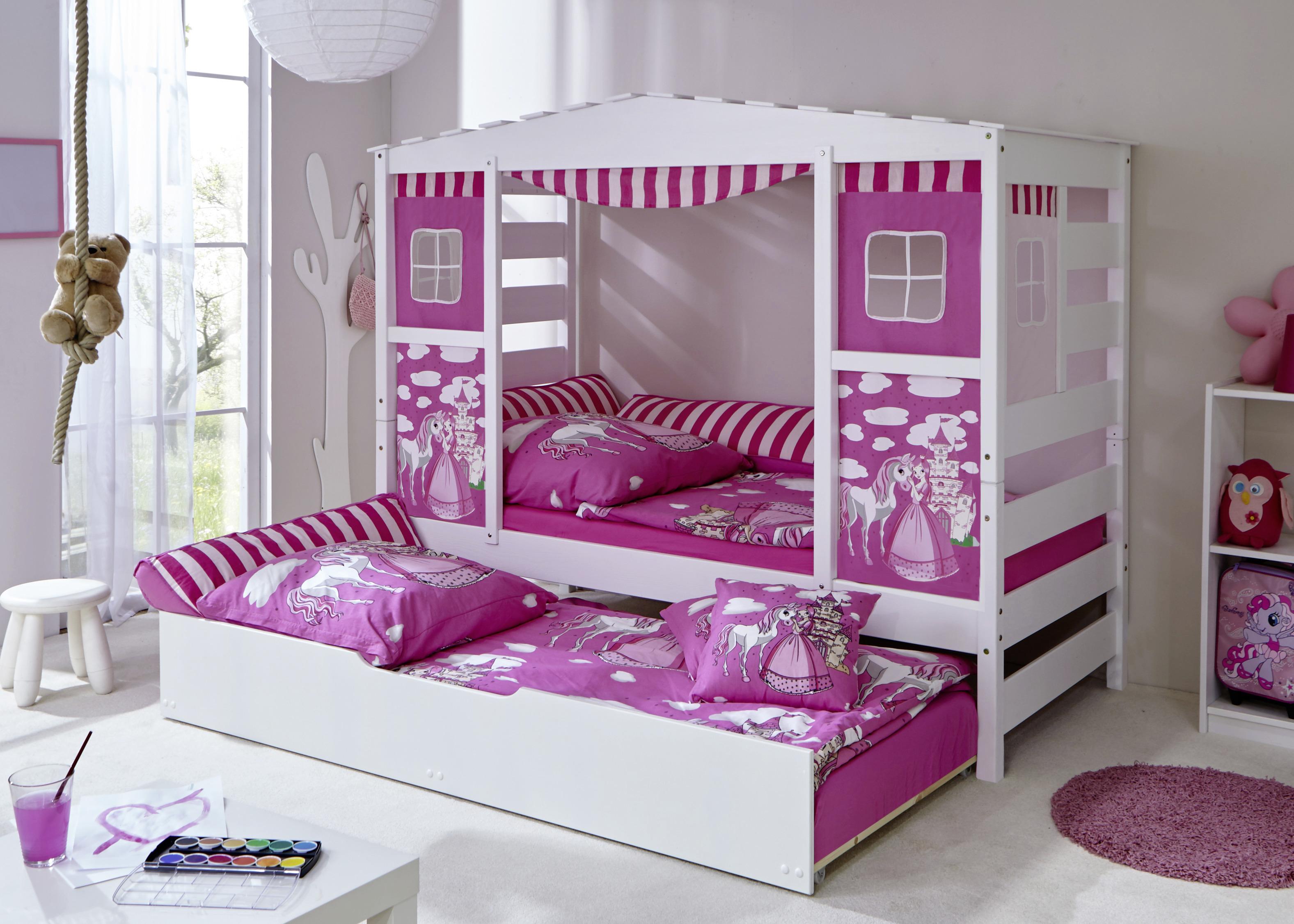 Igralna Postelja Lio, 90x200, Roza, Predal - pink/bela, Moderno, les (90/200cm) - MID.YOU