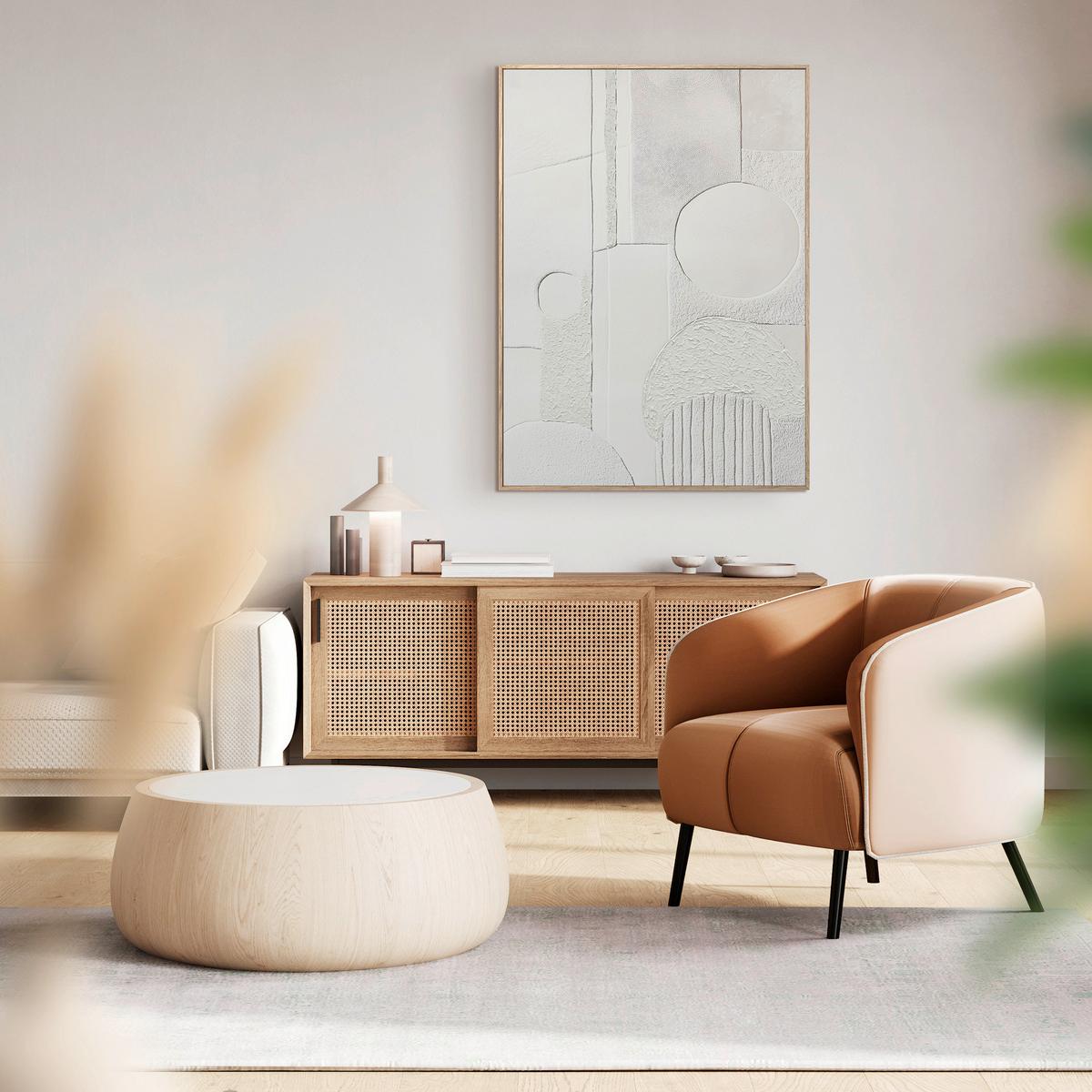 Leinwandbild CA Beige - Beige, Basics, Holz/Textil (70/100cm)