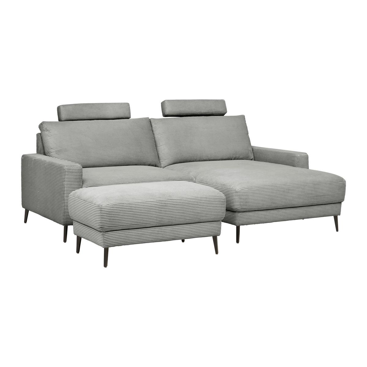 Wohnlandschaft Cora in Grau - Schwarz/Grau, MODERN, Holz/Textil (223/86/161cm) - Mömax