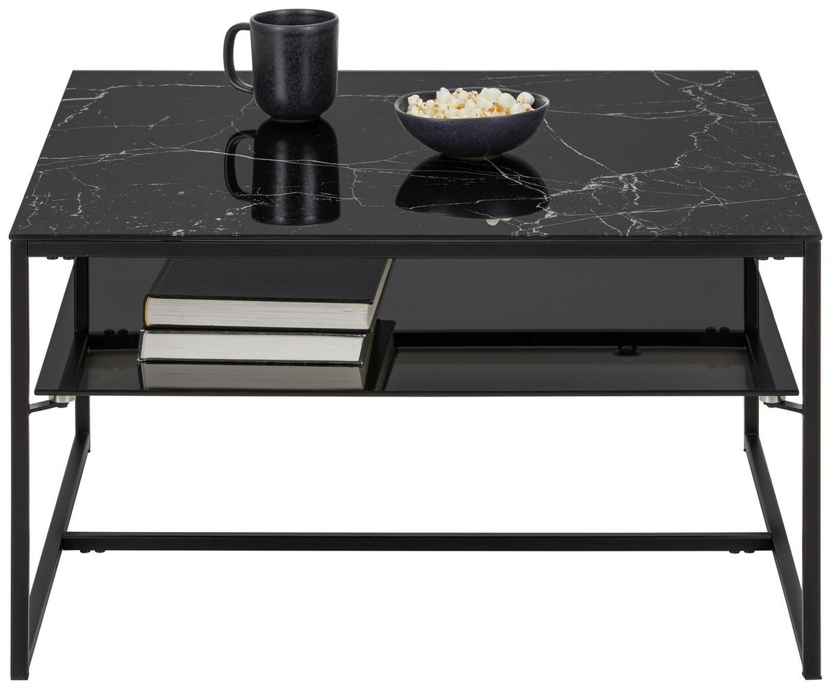 Couchtisch Aiden in Schwarz mit Ablage - Schwarz, MODERN, Glas/Metall (75/43/75cm) - Mömax