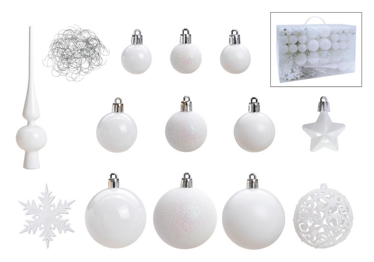 ZESTAW BOMBEK CHOINKOWYCH 10028470 - biały, Trend, tworzywo sztuczne (36/23/12cm) - X-Mas