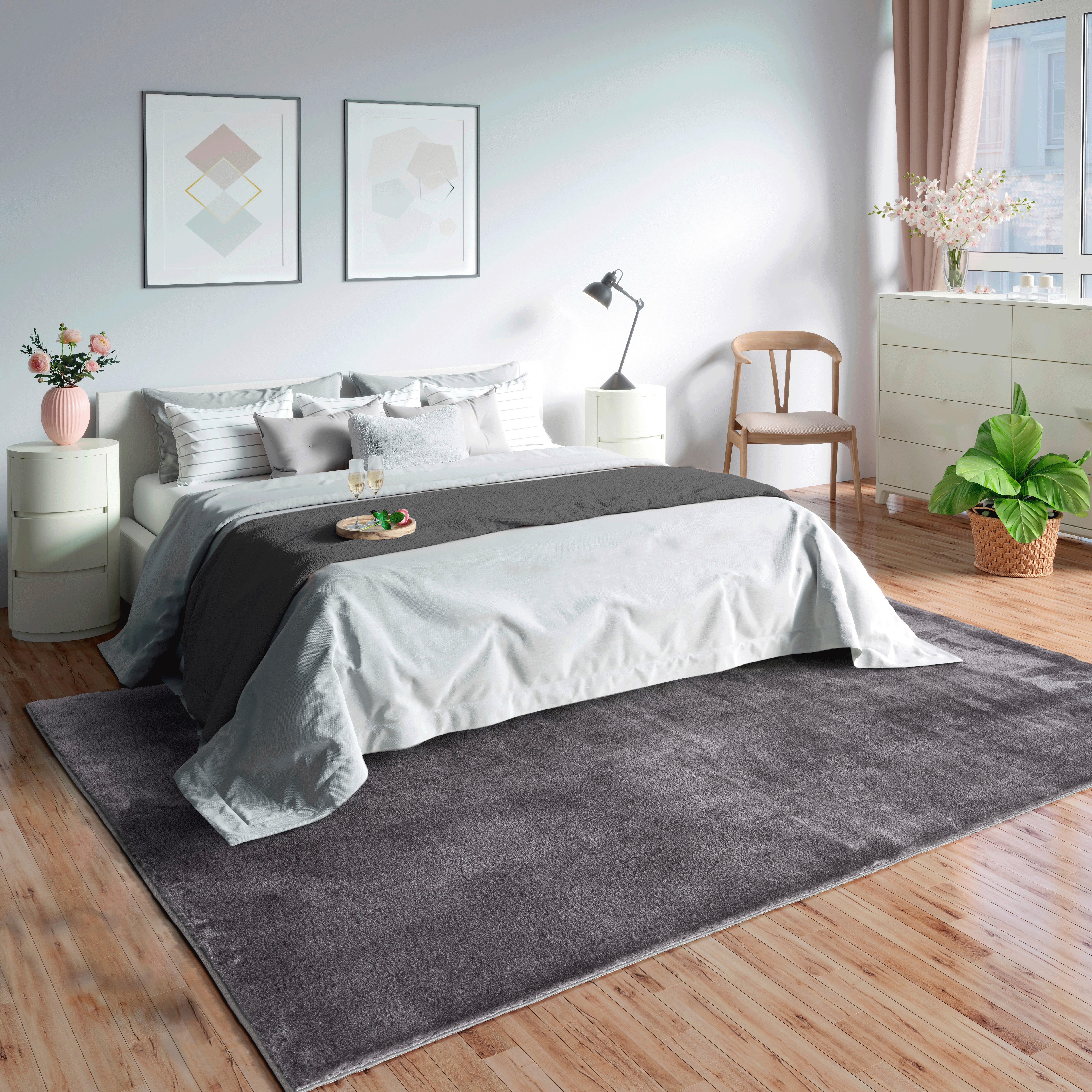 Fellteppich Loft Anthrazit ca. 120x160cm - Anthrazit, KONVENTIONELL, Textil (120/160cm)