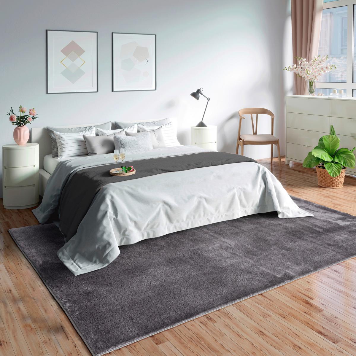 Fellteppich Loft Anthrazit ca. 140x200cm - Anthrazit, KONVENTIONELL, Textil (140/200cm) - Novel