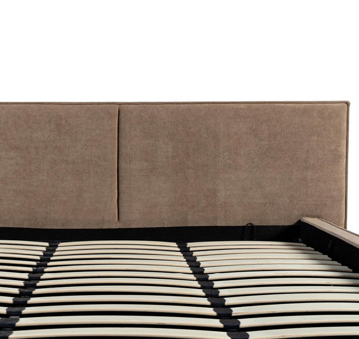 Polsterbett Serena Braun ca. 180x200 cm Stauraum - Schwarz/Naturfarben, MODERN, Holz/Kunststoff (180/200cm) - Bessagi Home